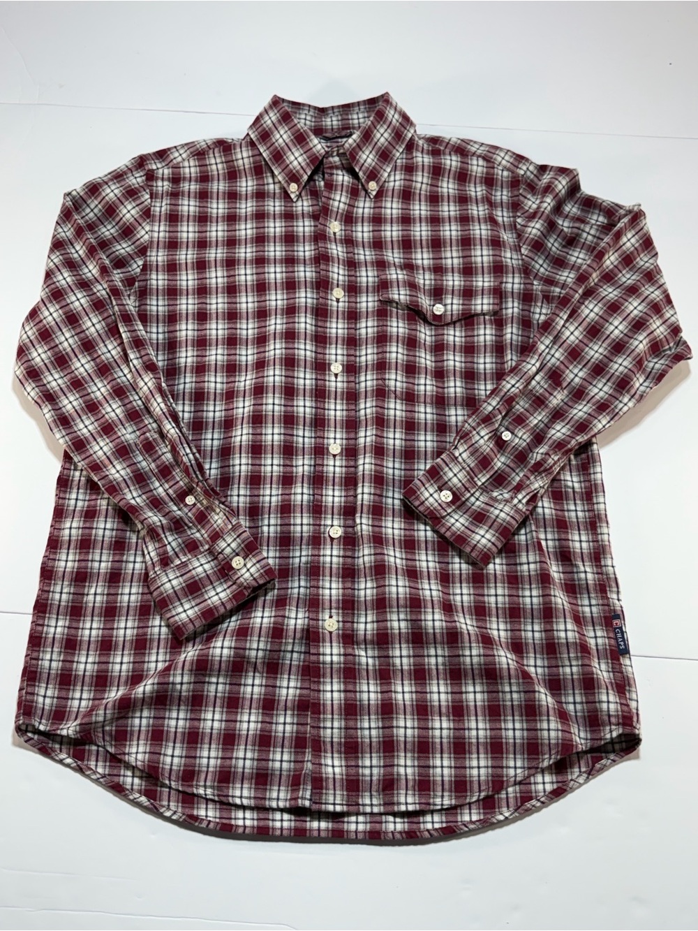 Chaps Plaid Long Sleeve Button Down Shirt Small S